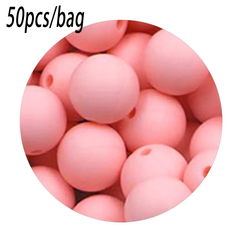 Silicone Beads Kit, 50 pcs Beaded Set of 15 mm Silicone Beads, Bead Assortment and DIY Beading and Jewelry Making Supplies for Keychains, Necklaces and Jewelry Crafts