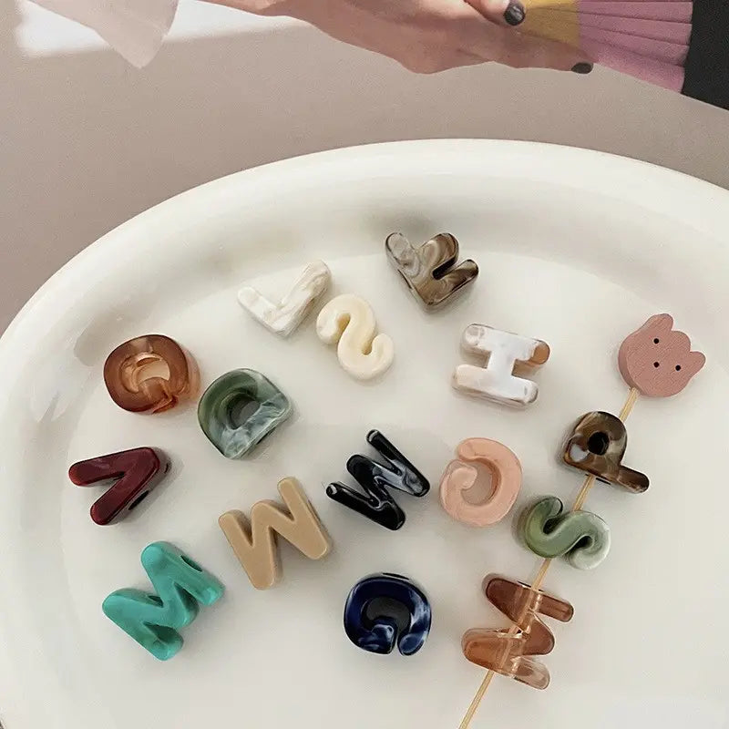 60 Pcs Acrylic Alphabet Letter Beads, Large Hole, Marble Pattern, Customizable for DIY Jewelry Making, Name Initials & Anniversary Gifts