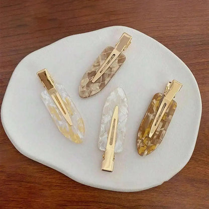 Female 8-Pack Elegant Marble Print Hair Styling Clips Set, Wear-Resistant Acetic Resin Alligator Barrettes, Non-Slip Secure Hold for Bangs Styling,sohochic