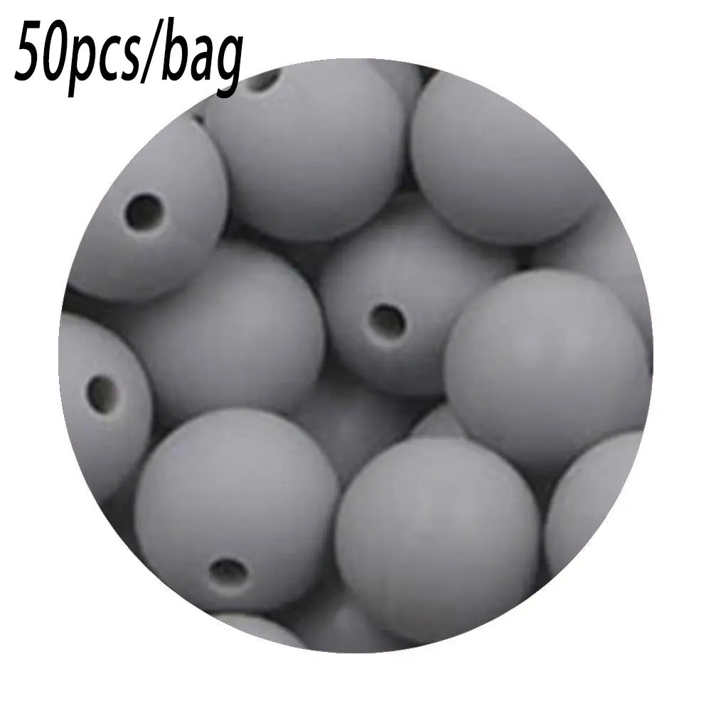 Silicone Beads Kit, 50 pcs Beaded Set of 15 mm Silicone Beads, Bead Assortment and DIY Beading and Jewelry Making Supplies for Keychains, Necklaces and Jewelry Crafts