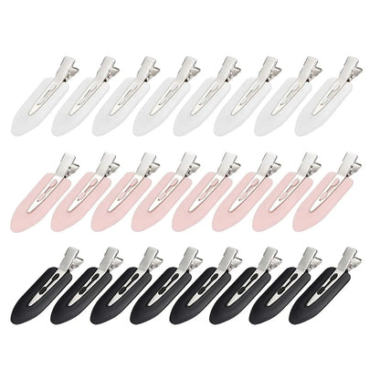 24 count Creaseless Hair Clips for Women Makeup, Black//White | No Bend No Crease,  Flat Hair Barrettes for Fixing Bangs Bangs, Finger Waves, Salon Hairstyling Hairdressing