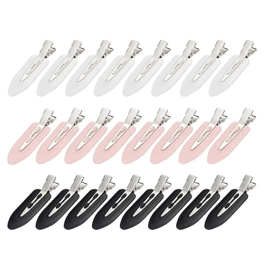 24 count Creaseless Hair Clips for Women Makeup, Black//White | No Bend No Crease,  Flat Hair Barrettes for Fixing Bangs Bangs, Finger Waves, Salon Hairstyling Hairdressing