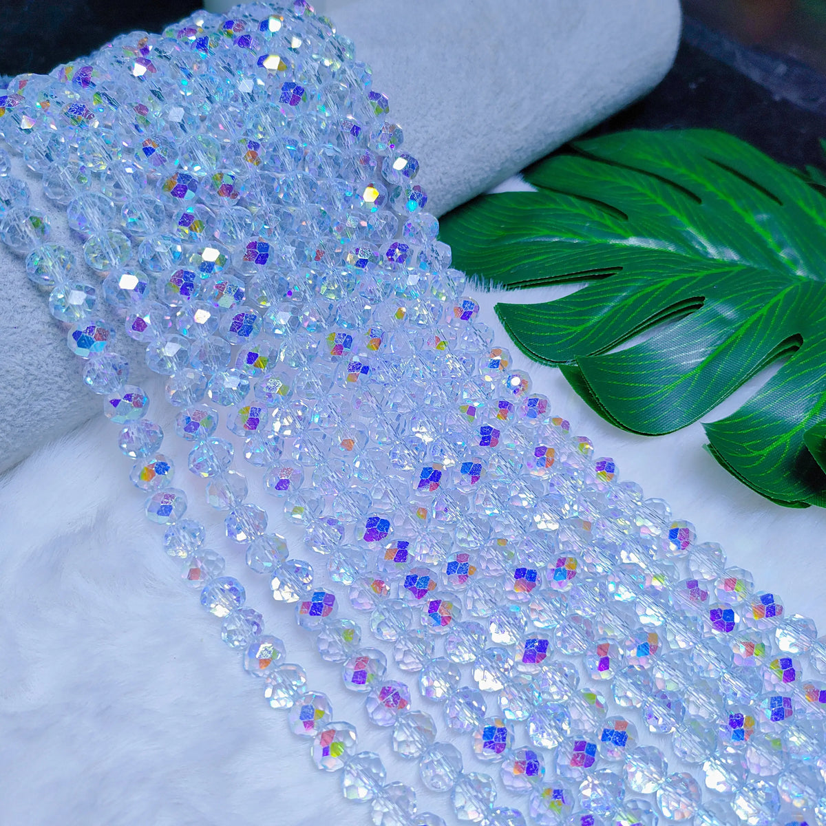 [US Shipping] 6mm K9 crystal glass flat disco rondelle beads 80pcs per Strand Flat Shape for DIY Jewelry Craft, Beads Making Accessories (Bracelet, Necklace)