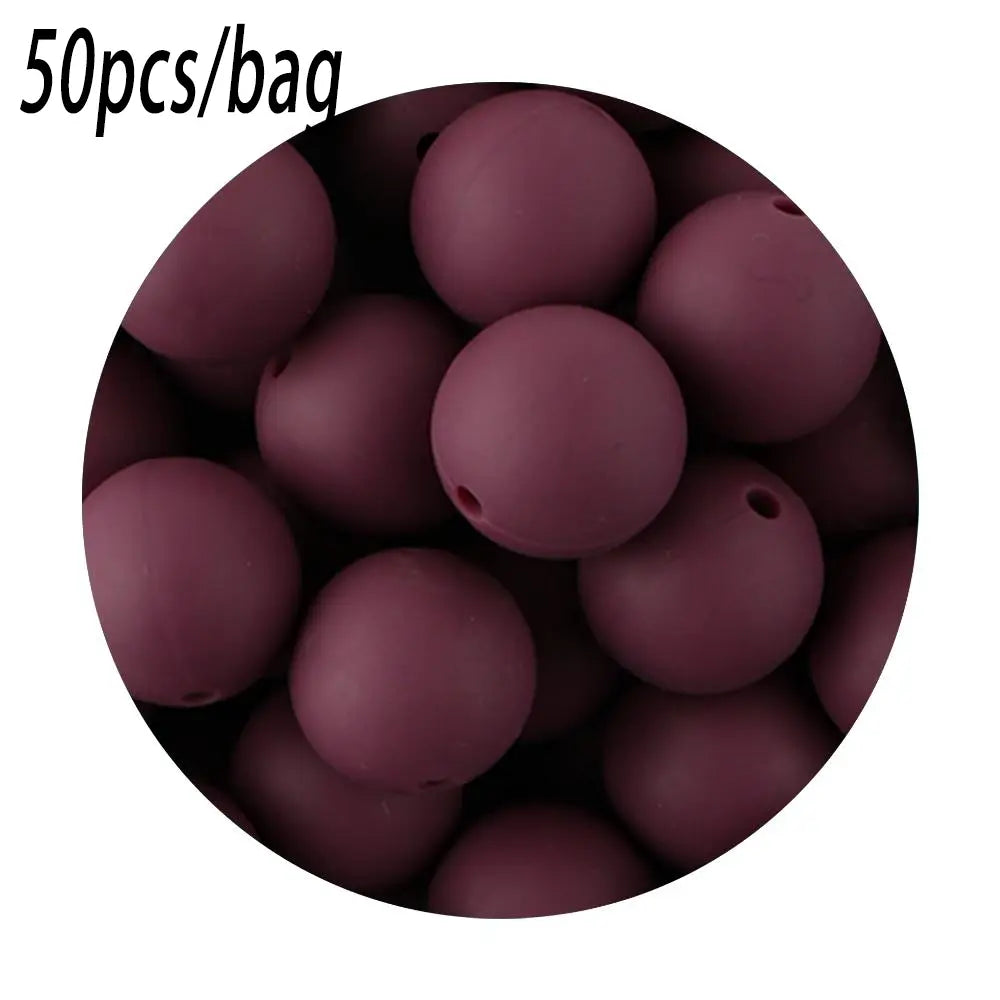 Silicone Beads Kit, 50 pcs Beaded Set of 15 mm Silicone Beads, Bead Assortment and DIY Beading and Jewelry Making Supplies for Keychains, Necklaces and Jewelry Crafts