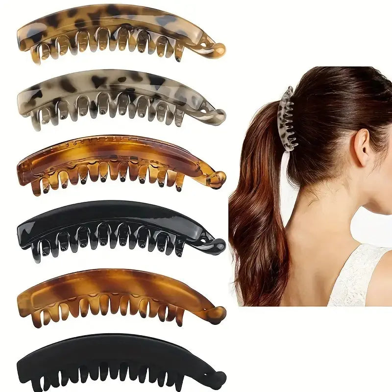 Matte & Tortoise Shell Acrylic Banana Hair Clips - Unisex Strong Non-Slip Grip for Thick, Curly Hair, Ponytail Holders (4,6,10 Pack) - Ideal for Engagement, Memorial Day, Anniversary, Ceremony Events, Daily Wear
