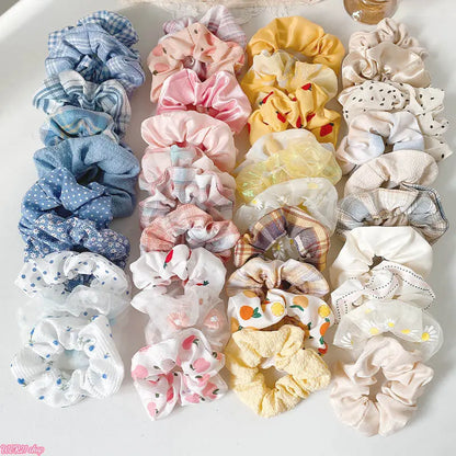 20/30/40Pcs Plaid Scrunchies Bulk Set, Preppy Style Fabric Hair Ties, Cute Girls Daily Hair Accessories, Wholesale Hair Bands for School, Party and Vendor Stall Supplies