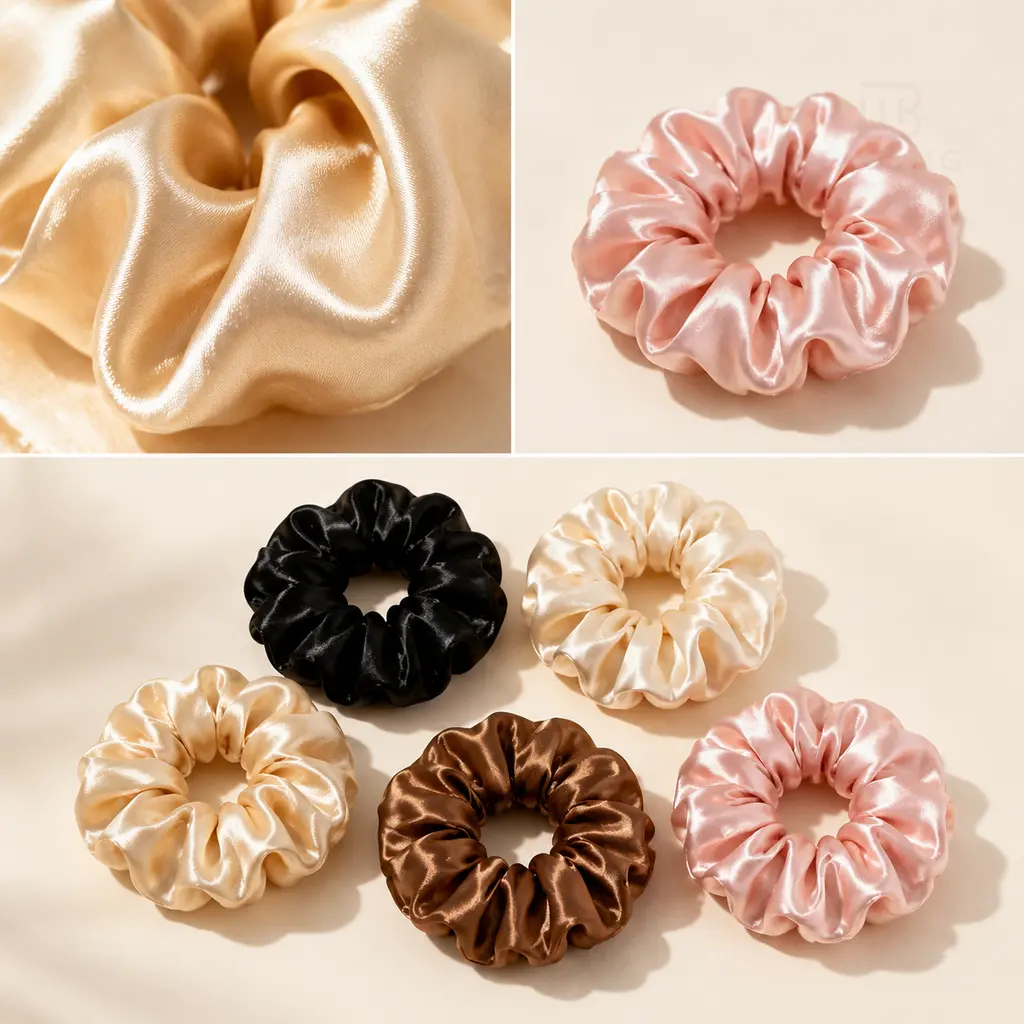 15 Piece Satin-Look Scrunchies Hair Ties Set, Soft Shiny Fabric, Stretchy Elastic Hold, Easy Styling for Women and Girls, Work, School, Travel, Gym, Hair Bands