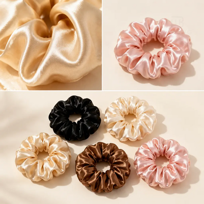 15 Piece Satin-Look Scrunchies Hair Ties Set, Soft Shiny Fabric, Stretchy Elastic Hold, Easy Styling for Women and Girls, Work, School, Travel, Gym, Hair Bands