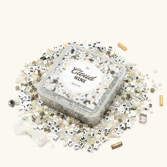 Little Words Project Cloud 9 Kit - DIY Bracelet Making Set with Silver Beads, A-Z Letter Blocks, Bead Assortment & Letters Beading Kits