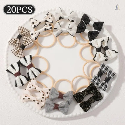 20‑Pcs Boho‑Style Fabric Bow & Flower Hair Ties, Cute Elastic Hair Scrunchies, Soft Decorative Hair Accessories for Daily Hairstyle Styling  >,sohochic