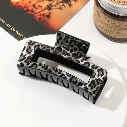 4pcs 8.5cm Leopard Print Square Hair Claws for Women, Glossy Minimalist Clips for Daily Casual Wear, Cute Hair Accessories for Fall Winter Gift