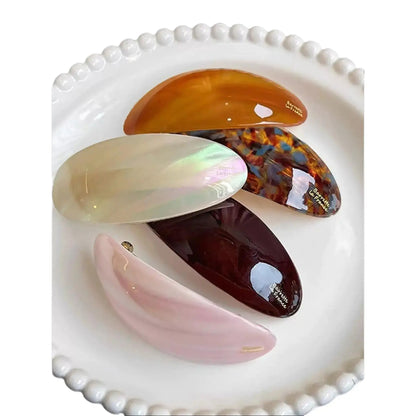 5 Pack French Style Acrylic Hair Barrettes for Women – Large Oval Tortoise Shell Hair Clips, Non-Slip Strong Hold Hair Accessories for Thick & Thin Hair,summerwins