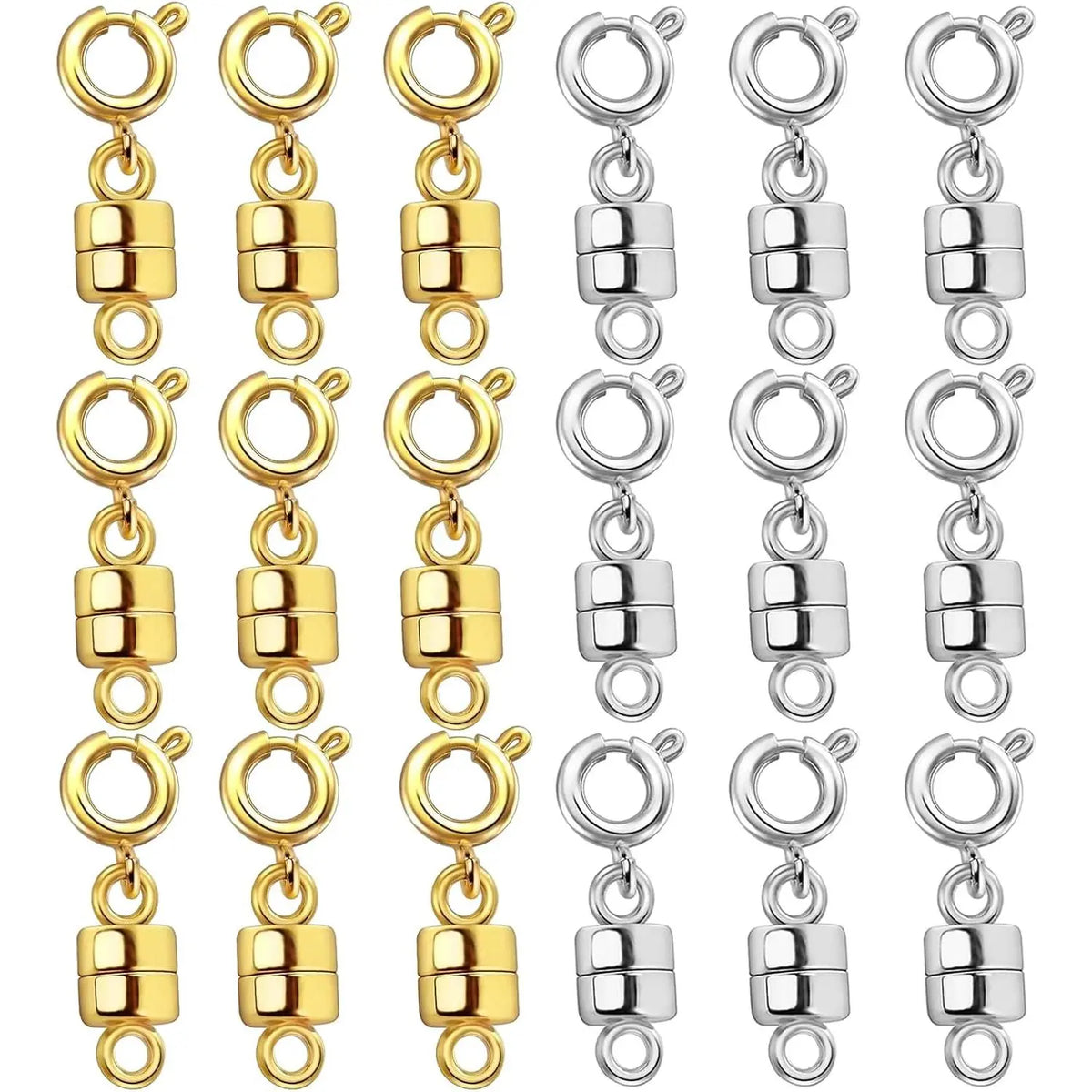Magnetic Necklace Clasps and Closures 18K Gold and Silver Plated Bracelet Converter Clasp,Suitable for Necklaces Chain Extender, Metal Accessories, 12Pcs | 6Gold & 6Silver, Jewelry Making,sohochic