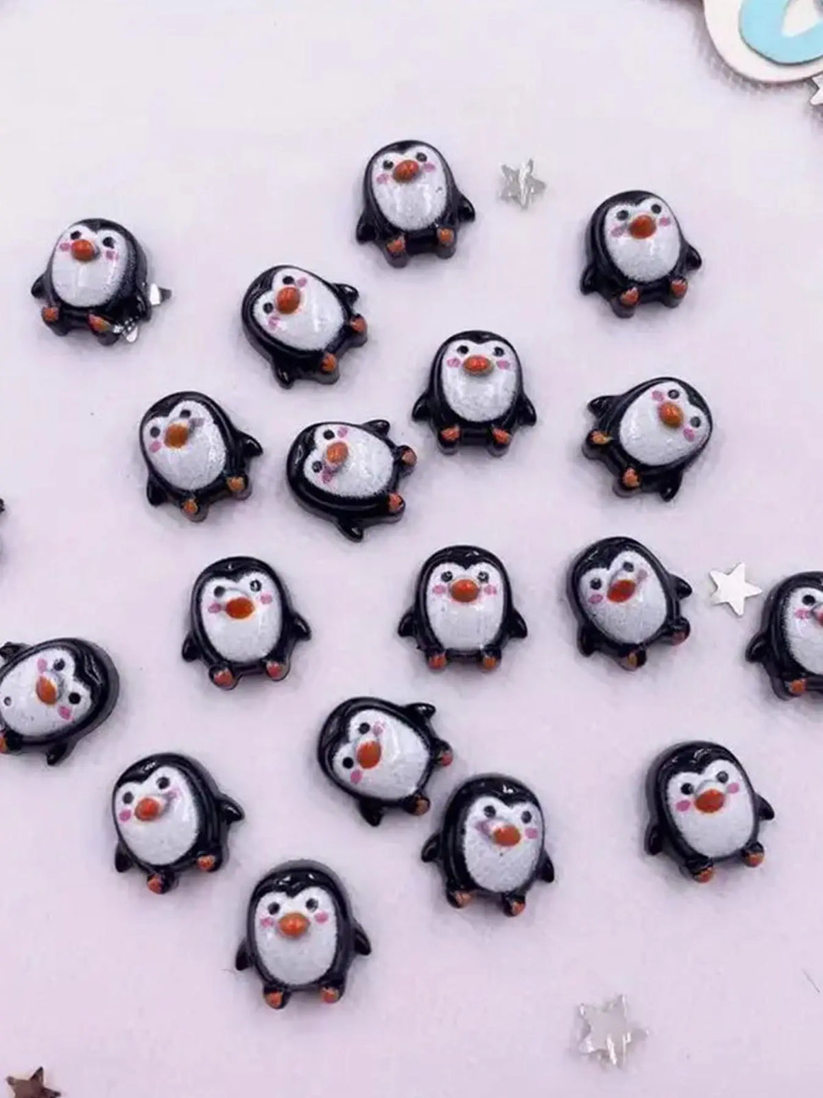 50pcs, mini resin penguin series flat back stone figurines DIY with Charms, Crafts wedding scrapbook nail accessories, scene decoration, holiday decoration, home decoration, Christmas decoration