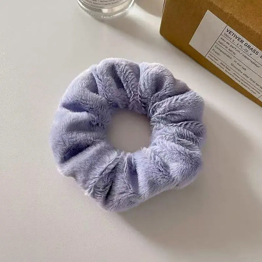 Women/Girls Soft Elastic Furry Scrunchies 10-Pack - Hairbands & Scrunchies, Pony Tail Holders, Secure Hold, Plush Touch, Colorful Mix Keeps Hair Fun, Soft Elastic Feels Gentle, Free Gift for Everyday Use, Bulk Hair Ties