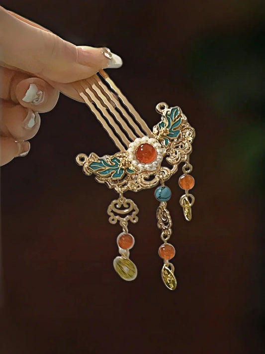Elegant Hair Clip Comb with Bead Tassels, Vintage Chinese Hair Accessory, Hair Decor, Perfect for Hanfu, Parties, Weddings, Gifts for Women, Chinese Hair Pins