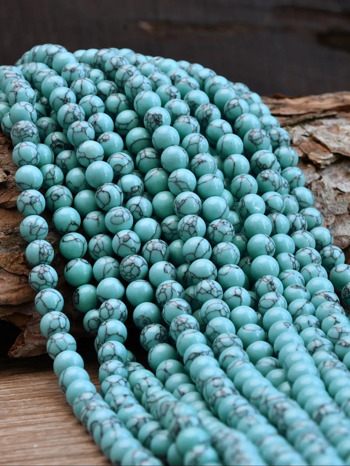 Unique Crack Pattern Turquoise Beads - 4/6/8/10mm for Jewelry Making, Beads For Bracelets, DIY Bracelet Necklace Earrings, 15 Inch Strand, Bead Set, DIY Beading Accessories