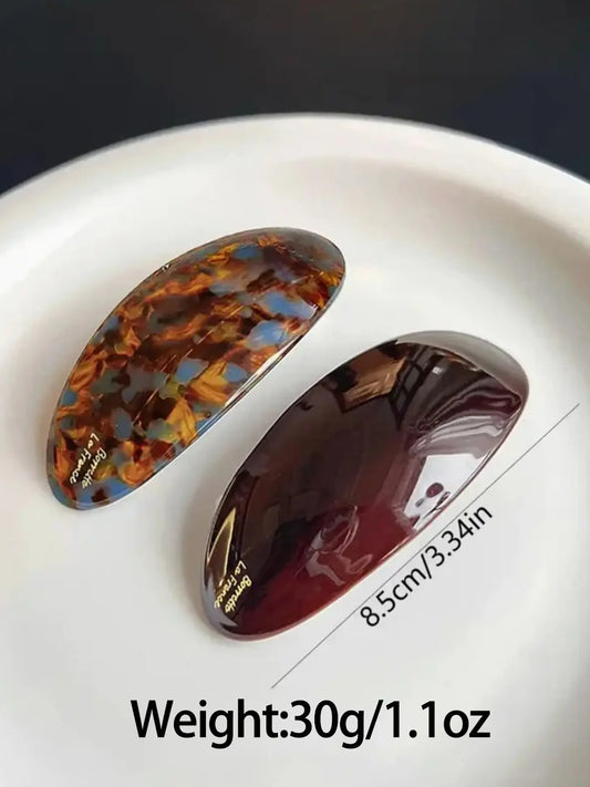 5-Piece Glossy Oval Hair Barrette Set, Assorted-Color Hair Clips for Daily Styling, Parties and Gifting