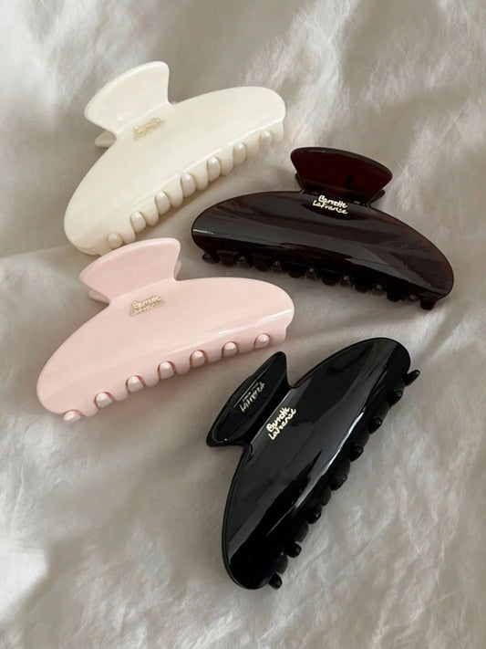 4pcs  Ingot-Shaped Black,White,Pink,Wine Red Lightweight Plastic Hair Clips,Fashionable Versatile Elegant, Clean Girl Aesthetic, Decorative Hair Clips