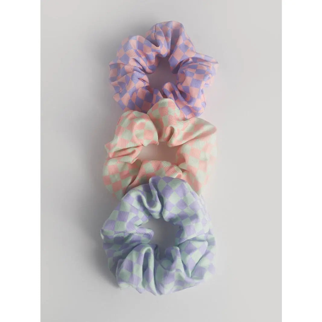 Hair In Check Scrunchie Trio
