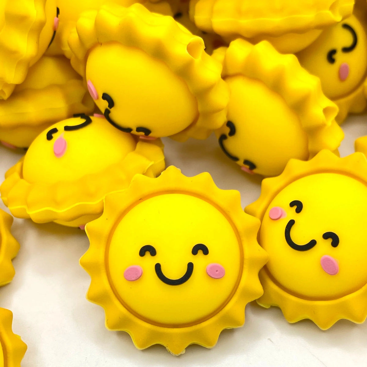 1pc Here Comes The Sun 3D Silicone Focal Beads - Sun Shaped Beads Sunshine Craft Supplies DIY Summer Crafting
