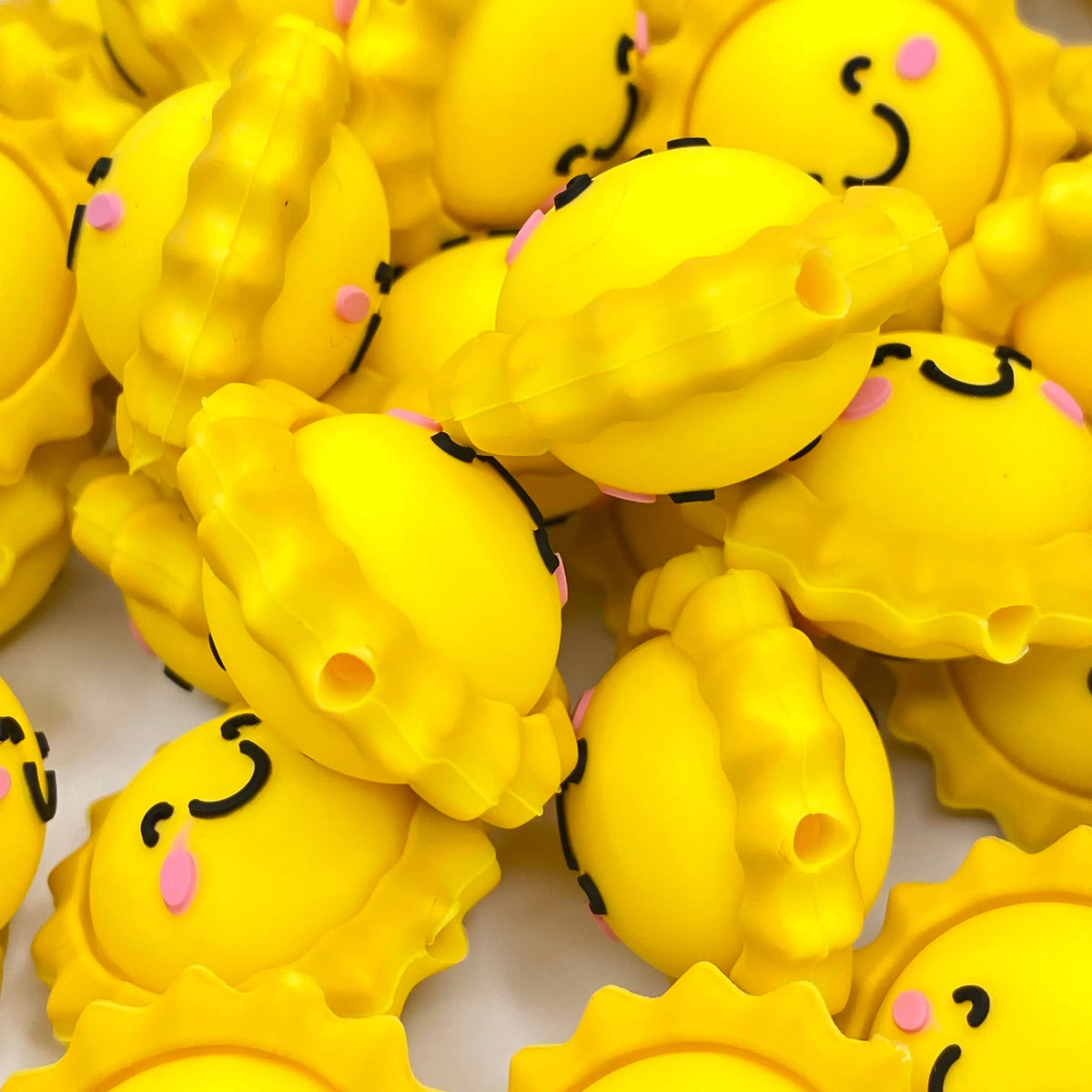 1pc Here Comes The Sun 3D Silicone Focal Beads - Sun Shaped Beads Sunshine Craft Supplies DIY Summer Crafting