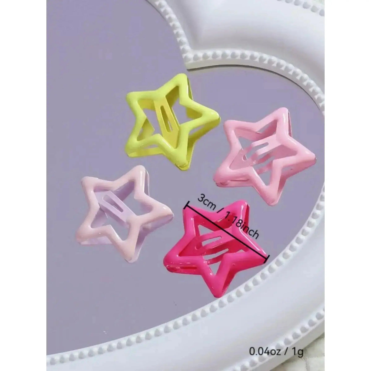 Dopamine Hair Accessory Set (30-90 Pieces) - Colorful Sparkly Star Secure Flat Clips, Fashion All-Season Hair Accessories for School & Daily Wear, Cute