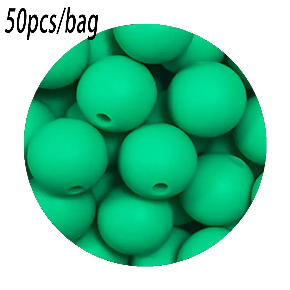 Silicone Beads Kit, 50 pcs Beaded Set of 15 mm Silicone Beads, Bead Assortment and DIY Beading and Jewelry Making Supplies for Keychains, Necklaces and Jewelry Crafts