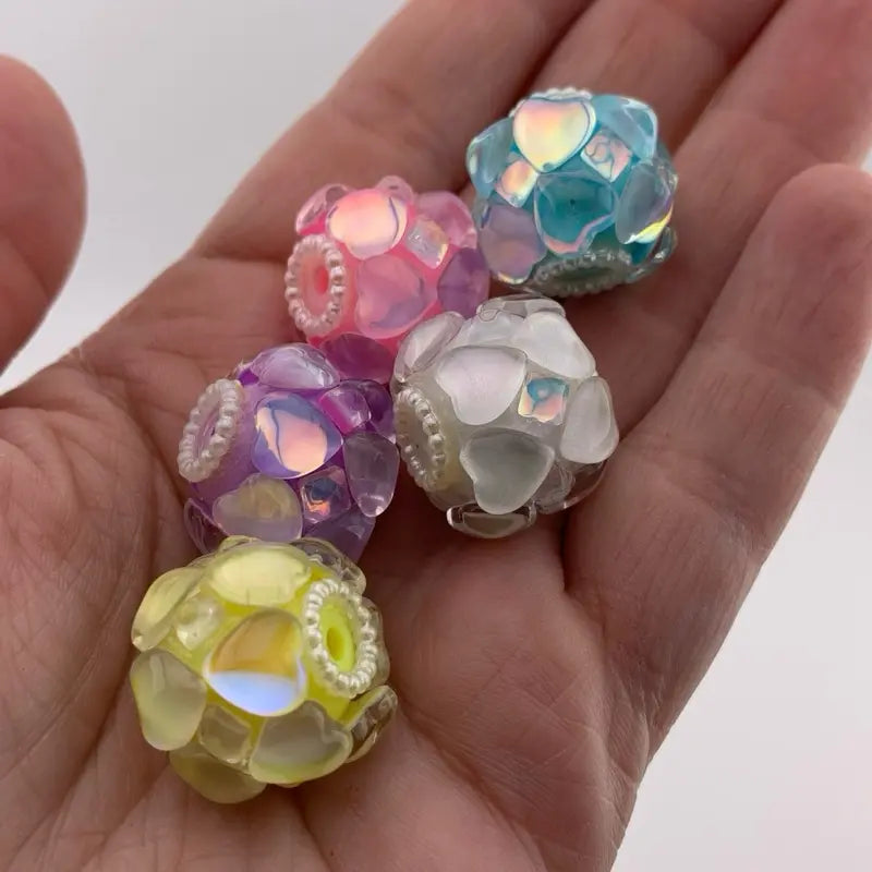 F11-Stunning Flower Beads Set - Handcrafted 20mm Beads for Pens & Key Chains - Unique Design with Glamorous Sparkle