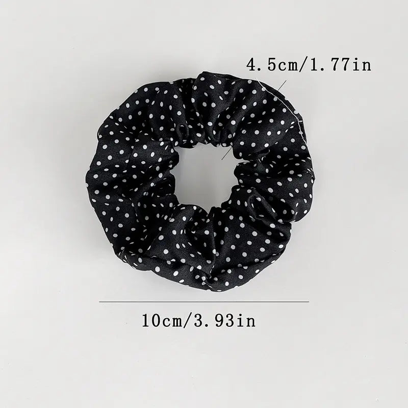 Women's Vintage Pastel Band-Shaped Hairbands & Scrunchies - Plaid/Polka, Floral Prints, Metal Accents, Elastic Fabric Hair Rubber Bands for Everyday Hairstyles