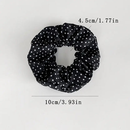 Women's Vintage Pastel Band-Shaped Hairbands & Scrunchies - Plaid/Polka, Floral Prints, Metal Accents, Elastic Fabric Hair Rubber Bands for Everyday Hairstyles