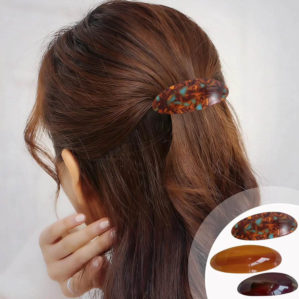 Female 3PCS Tortoiseshell Acetate Snap Hair Barrettes - Suitable for Thick/Thin Hair, Everyday Styling
