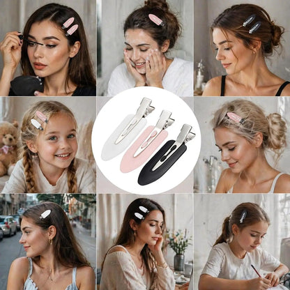 24 count Creaseless Hair Clips for Women Makeup, Black//White | No Bend No Crease,  Flat Hair Barrettes for Fixing Bangs Bangs, Finger Waves, Salon Hairstyling Hairdressing