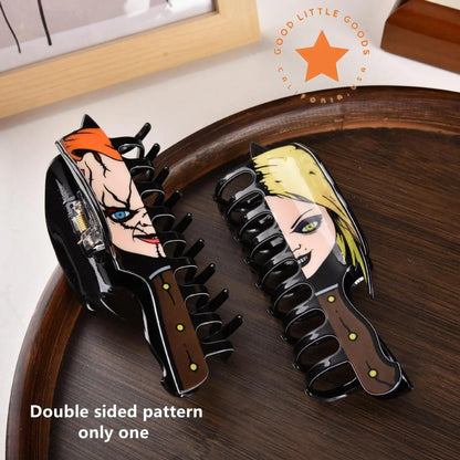 Blue-Haired Girl Double-Sided Claw Hair Clips, Durable Plastic for Women & Girls, FallFreshness, Casual Design, 4 Inches, Unisex, Premium Quality, Perfect Gift for Birthday, Valentine's Day, Graduation