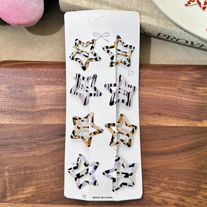 Animal Print Hair Clips, Leopard & Zebra Pattern Barrettes with Star Drop Design, Cute Decorative Hair Accessories for Daily Styling