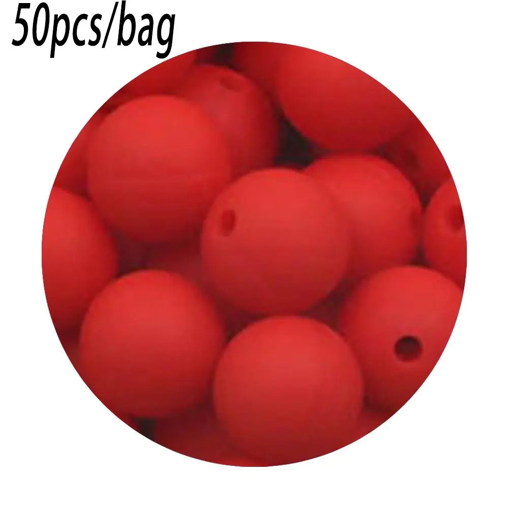 Silicone Beads Kit, 50 pcs Beaded Set of 15 mm Silicone Beads, Bead Assortment and DIY Beading and Jewelry Making Supplies for Keychains, Necklaces and Jewelry Crafts