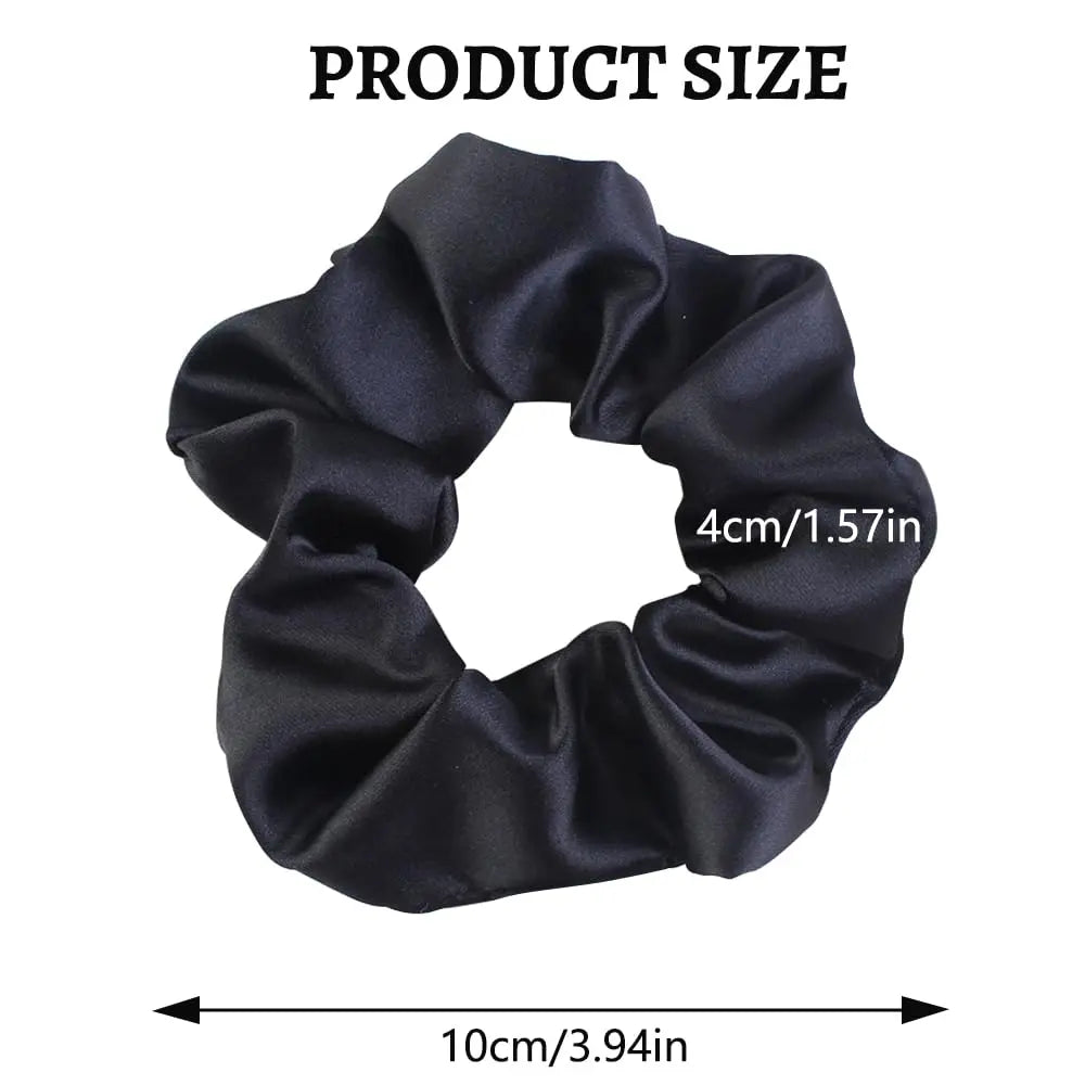 Satin Scrunchies for Women, 5 count Black Hair Ties for Girls No Crease Frizz-Free Soft Stylish Hair Accessories Gifts