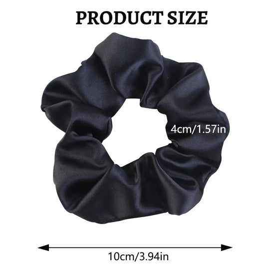 Satin Scrunchies for Women, 5 count Black Hair Ties for Girls No Crease Frizz-Free Soft Stylish Hair Accessories Gifts