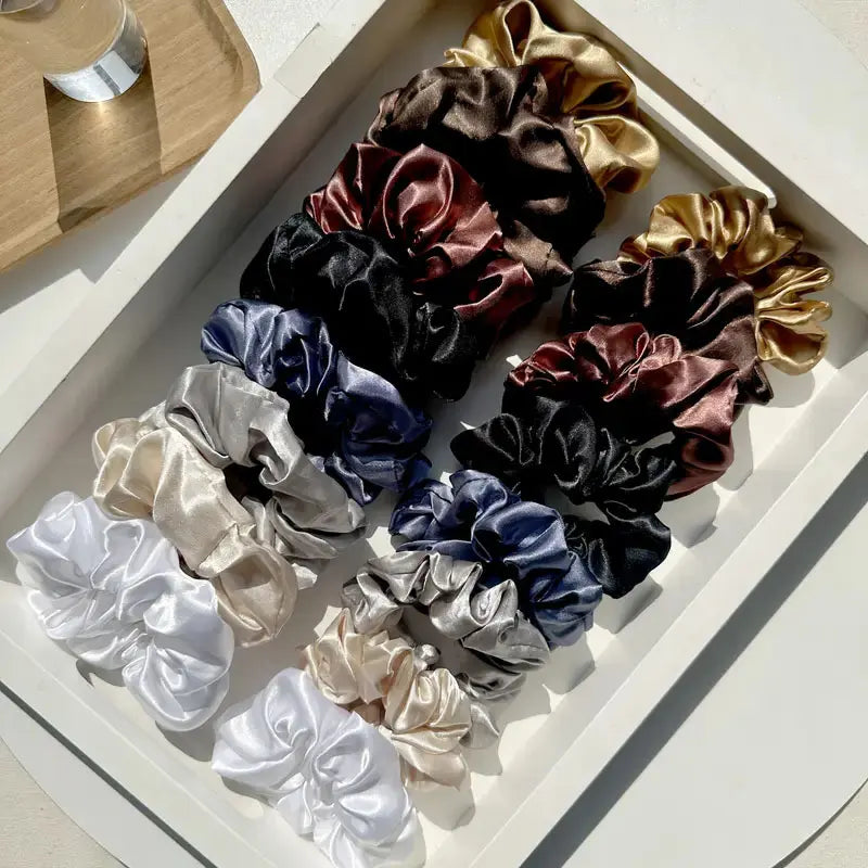 2026 New 16PCS Scrunchies Set, Premium Solid Colors, Elegant Satin Hair Ties, No Damage Hair, Daily/Work/Party/Wedding Accessories,,sohochic