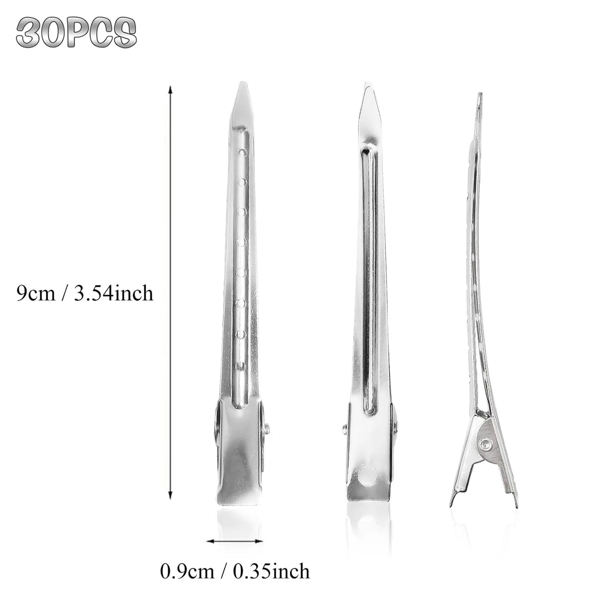 30 Packs Hair Clips, Duck Bill Clips, Hair Coloring, Hair Clips & Barrettes, 3.5 Inches Rustproof Metal   Clips with Holes for Hair Styling,