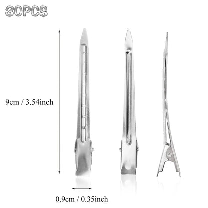 30 Packs Hair Clips, Duck Bill Clips, Hair Coloring, Hair Clips & Barrettes, 3.5 Inches Rustproof Metal   Clips with Holes for Hair Styling,