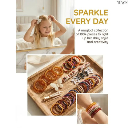 512 pieces/sets-Autumn Style Girls Cute Hair Accessories Set,Elegant Butterfly & Flower Hair Clips, Coffee Tone Hair Ties & Barrettes, Soft & Stylish, Perfect for Daily Wear, School, Parties & Gift Giving for Girls.