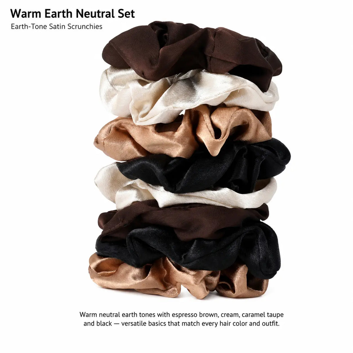 8-Pack Satin Hair Scrunchies, 100% Polyester, Soft Silky Hair Ties, Non-Damaging, Morandi Pastel Hair Accessories（Pre-Order）