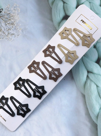 10pcs Matte Snap Hair Clips Set, Star Heart Rectangle Shaped, Non-Slip Barrettes for Bangs Side Hair, Fashion Hair Accessories for Women Girls, Decorative Hair Clips, Hairclips
