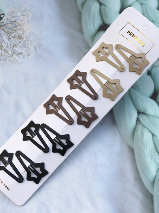 10pcs Matte Snap Hair Clips Set, Star Heart Rectangle Shaped, Non-Slip Barrettes for Bangs Side Hair, Fashion Hair Accessories for Women Girls, Decorative Hair Clips, Hairclips