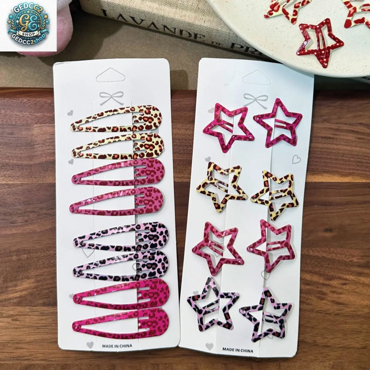 Animal Print Hair Clips, Leopard & Zebra Pattern Barrettes with Star Drop Design, Cute Decorative Hair Accessories for Daily Styling