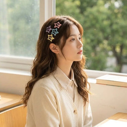 28pcs/48pcs/60pcs Candy Color Star Hair Clips, Cute Girl Hair Accessories, Non-Damaging, Suitable for All Seasons, Daily Use & Styling
