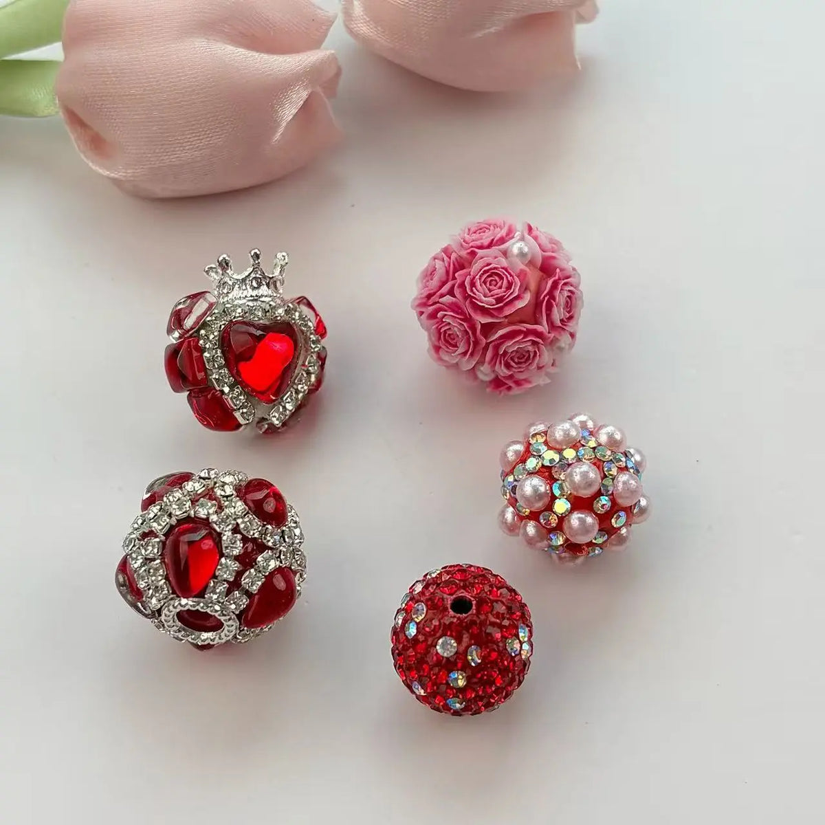 5pcs Rainbow Heart Drill Beads, DIY Jewelry Making Supplies, Fashionable Craft Materials, Mixed Colors, Trendy Accessories Kit, Beads For Jewelry Making