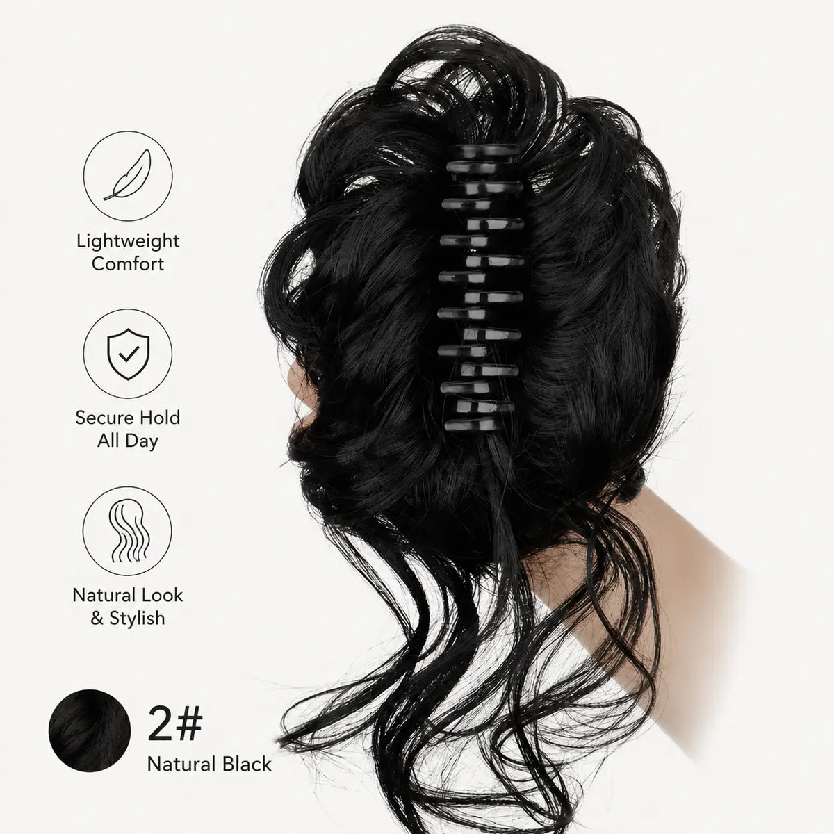 Large Serrated Claw Clip with Built-In Anti-Slip Texture for Secure, Pressure-Free Hold — Lightweight, Hollow-Core Design Ideal for Thick, Curly, Layered, or Wispy Hair; Matte Natural-Fiber Finish, Sweat-Resistant & Comfortable for Daily Wear