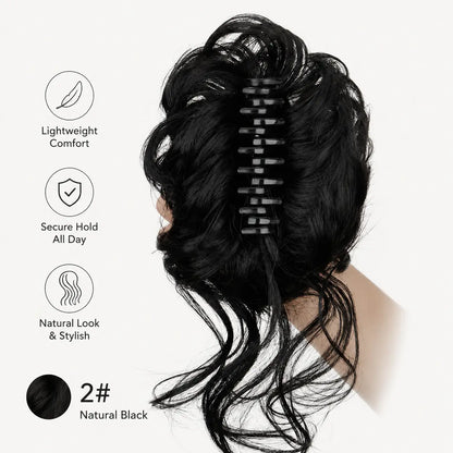Large Serrated Claw Clip with Built-In Anti-Slip Texture for Secure, Pressure-Free Hold — Lightweight, Hollow-Core Design Ideal for Thick, Curly, Layered, or Wispy Hair; Matte Natural-Fiber Finish, Sweat-Resistant & Comfortable for Daily Wear